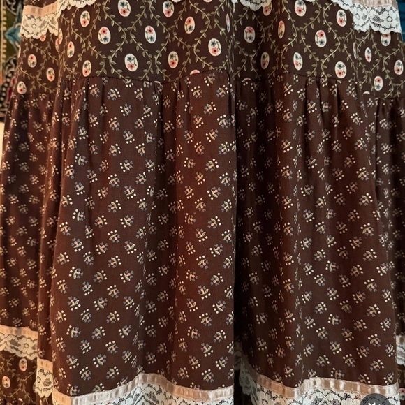 Vintage Brown Velvet Gunne Sax Corset Dress Size 5 (XXS-XS) - Picture 4 of 7